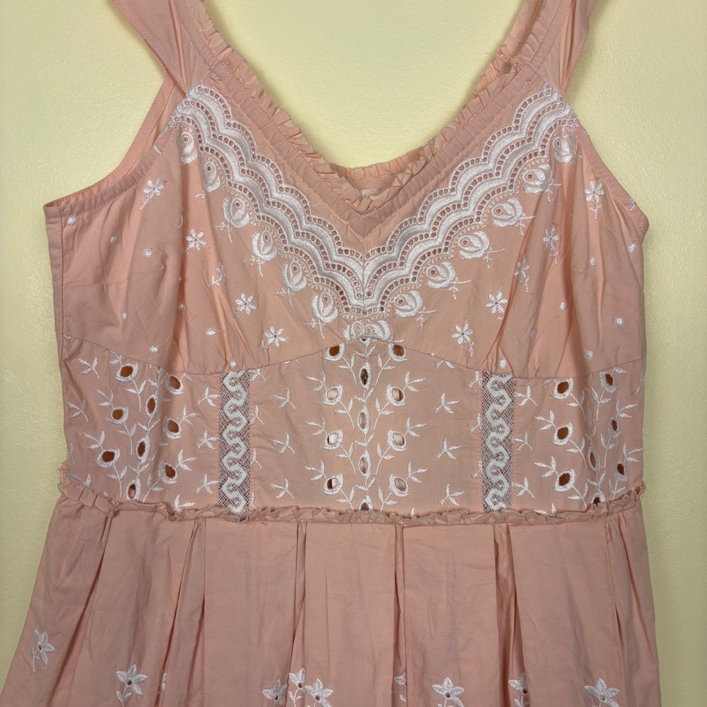 NWT LOVESHACKFANCY Mochi Cotton Eyelet Mini Dress Bubble Bath Pink Women Size 2 - Picture 7 of 14